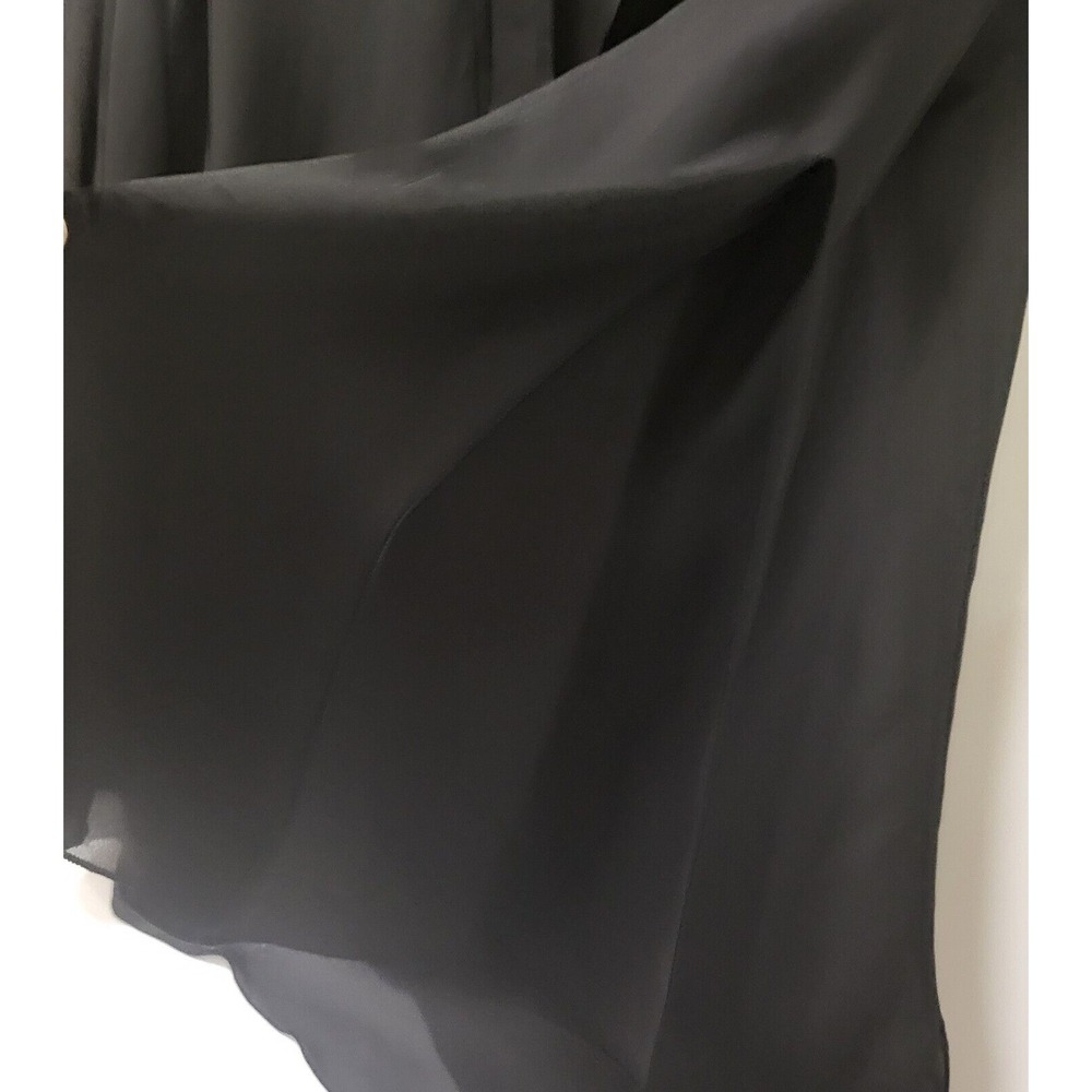 Vintage,La Palapa, Black Chiffon Asymetric Women's Top, Bell Sleeves, Size M USA - Picture 6 of 8
